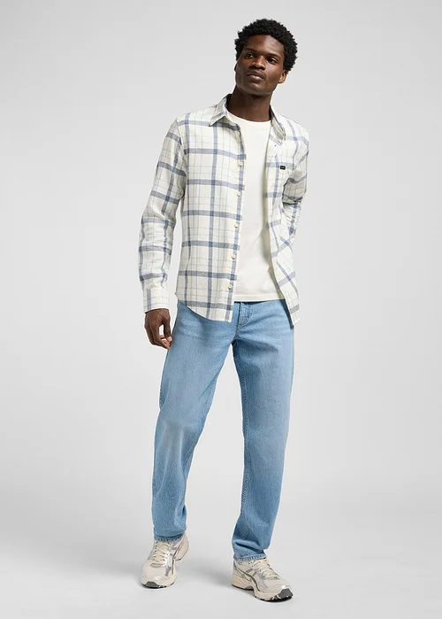 Lee Leesure Shirt Ecru Indigo Plain Check