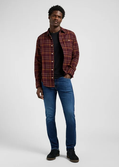 Lee Leesure Shirt Velvet Brown Plaid Check