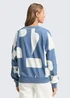 Tom Tailor Loose Fit Sweatshirt With Pattern Mid Blue White Big Scale Print