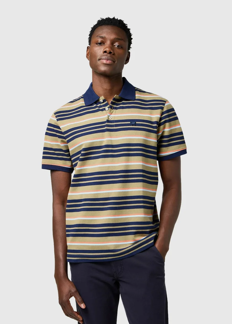 Wrangler Stripe Polo Shirt Aloe