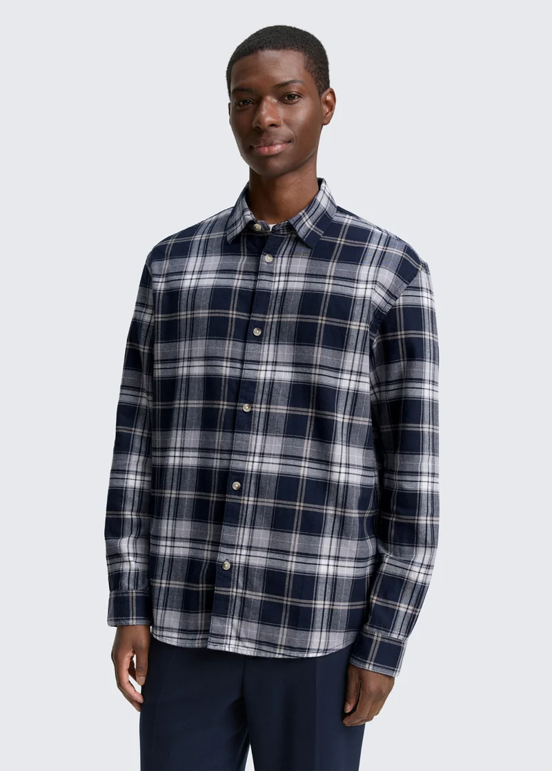 Tom Tailor Relaxed Fit Shirt With Checked Pattern Navy Check