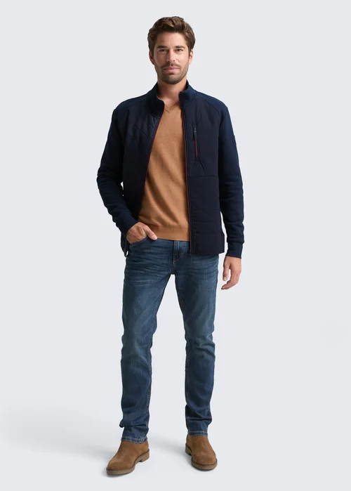 Tom Tailor Hybrid Sweat Jacket With Quilting Sky Captain Blue
