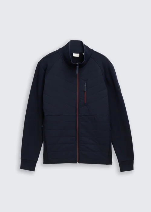 Tom Tailor Hybrid Sweat Jacket With Quilting Sky Captain Blue