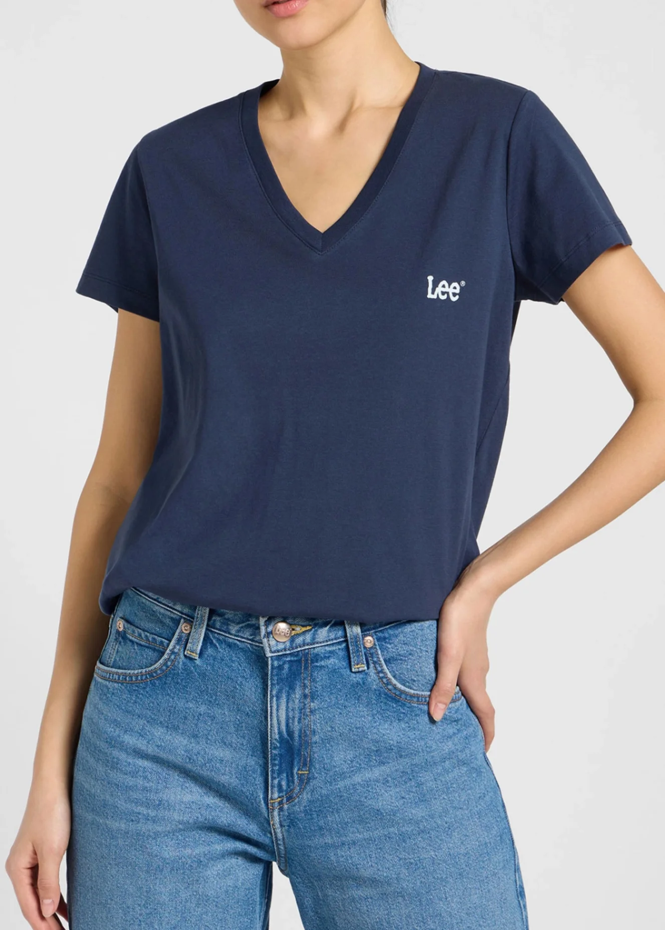 Lee V Neck Tee Mood Indigo