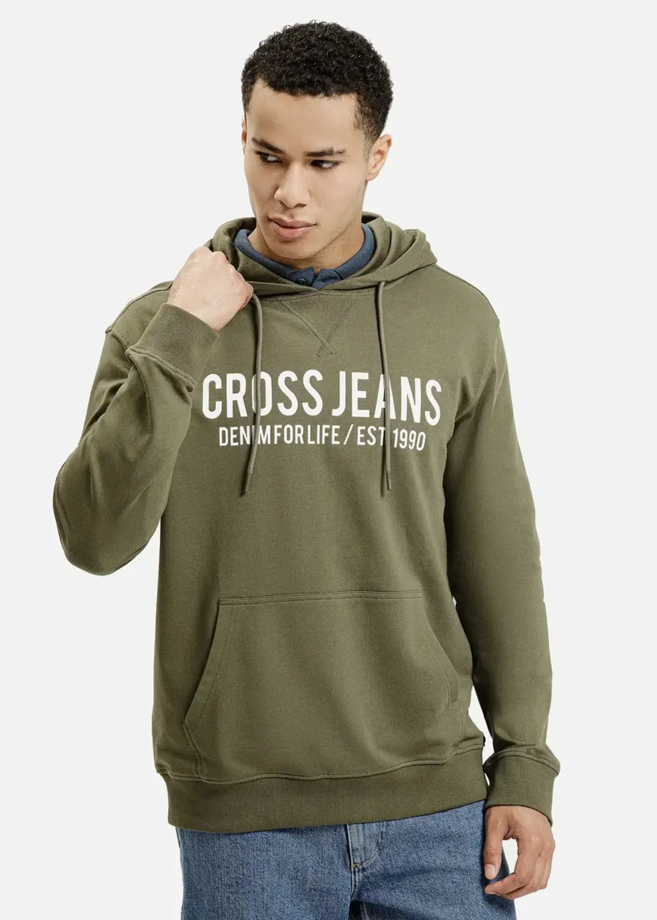 Cross Jeans Hoodie Sweatshirt Dark Olive