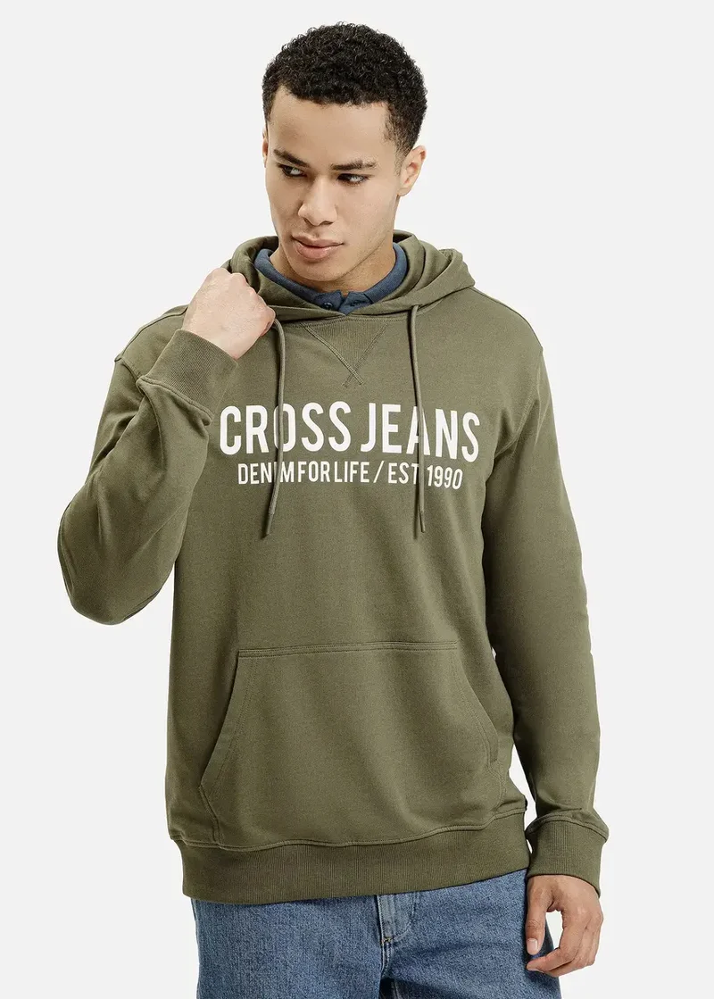 Cross Jeans Hoodie Sweatshirt Dark Olive