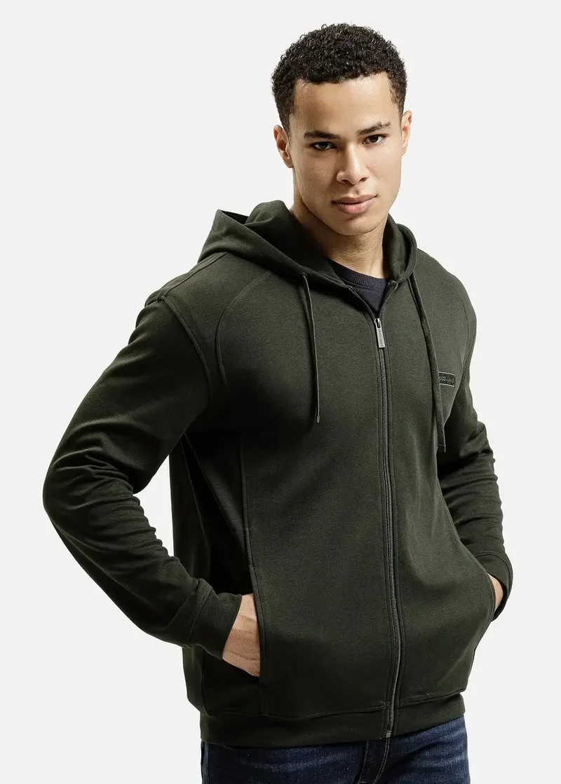 Cross Jeans Sweatshirt Hoodie Dark Green 387