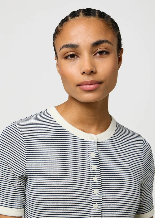 Wrangler Femme Knit Henley Navy Stripe