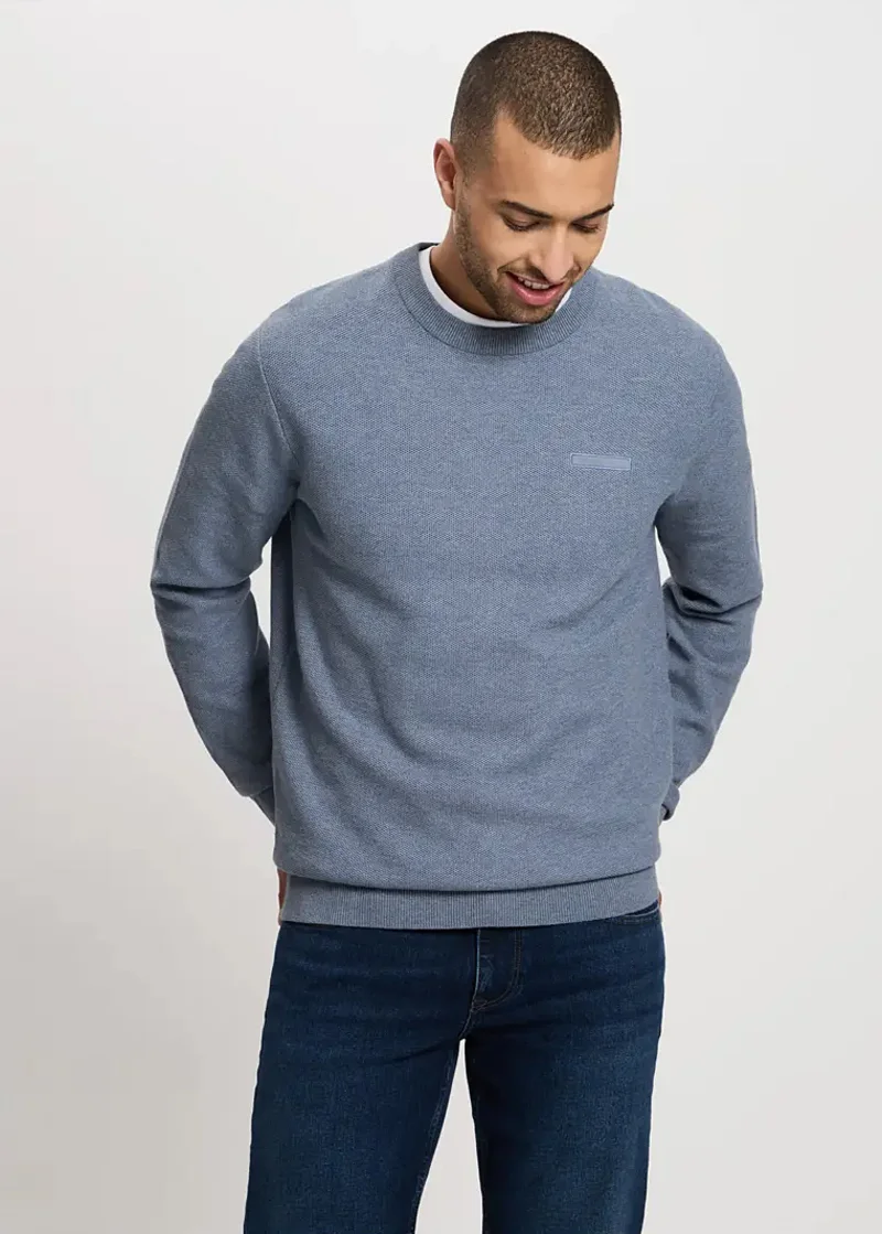 Cross Jeans Knitwear C Neck Blue Melange