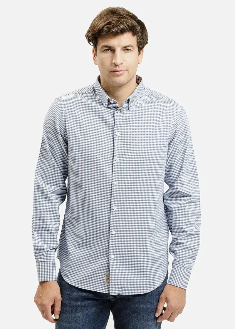 Niebieska Koszula W Drobn Kratk