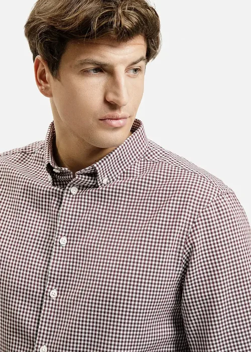 Cross Jeans Small Check Shirt Dark Red