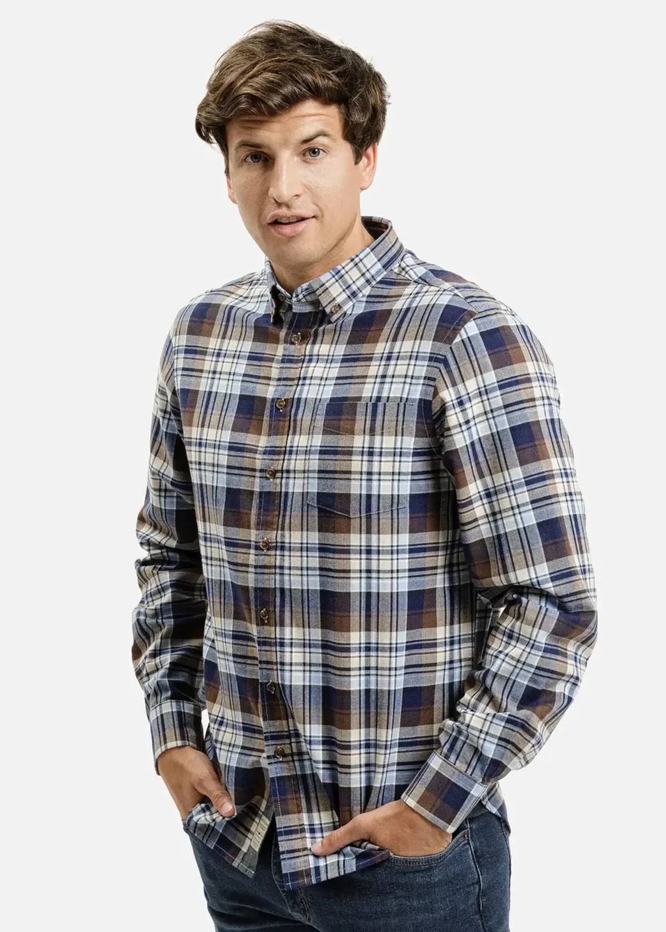 Mska Koszula Cross Jeans Brown Check