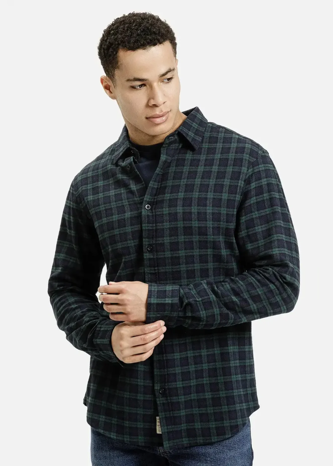 Koszula Cross Jeans W Ciemnozielon Krat