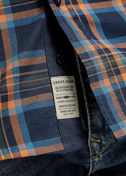 Koszula W Krat Cross Jeans W Kolorze Navy Check