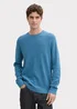Tom Tailor Textured Round Neck Sweater Ocean Blue Melange