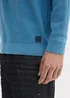 Tom Tailor Textured Round Neck Sweater Ocean Blue Melange