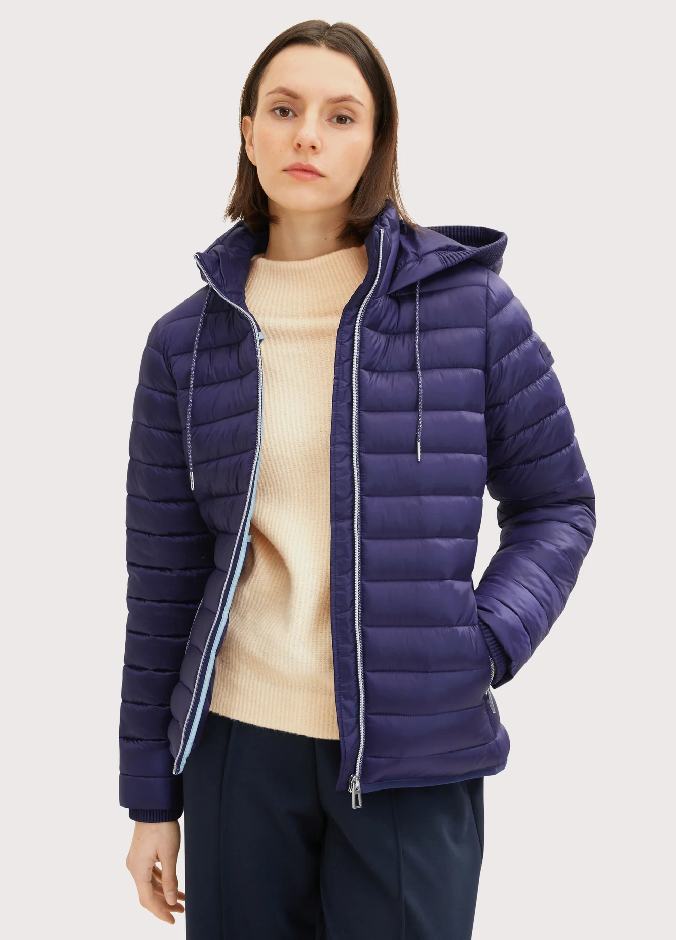 Tom Tailor Lightweight Jacket With A Hood Atlantic Ocean Blue