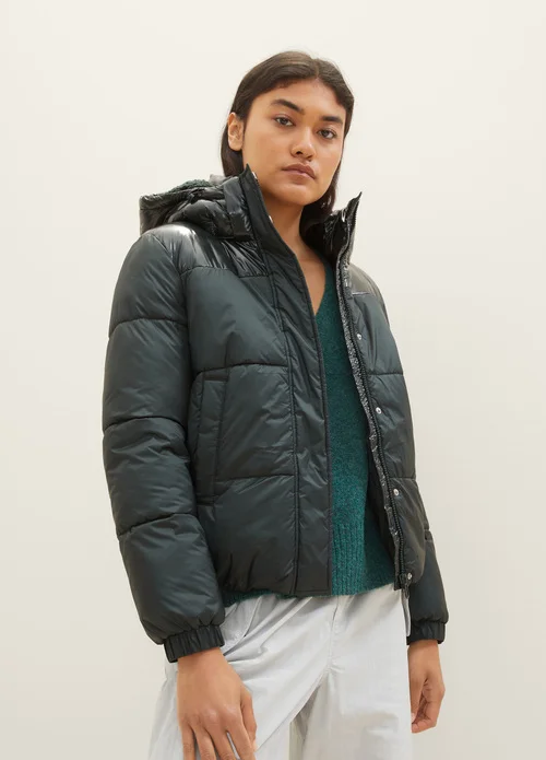Denim Tom Tailor Puffer Jacket With A Detachable Hood Huntsman Green