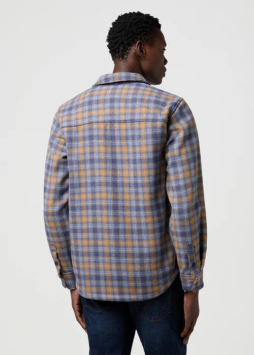 Wrangler Overshirt Navy Tan Check