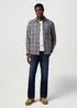 Wrangler Overshirt Navy Tan Check