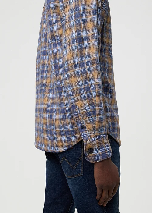 Wrangler Overshirt Navy Tan Check