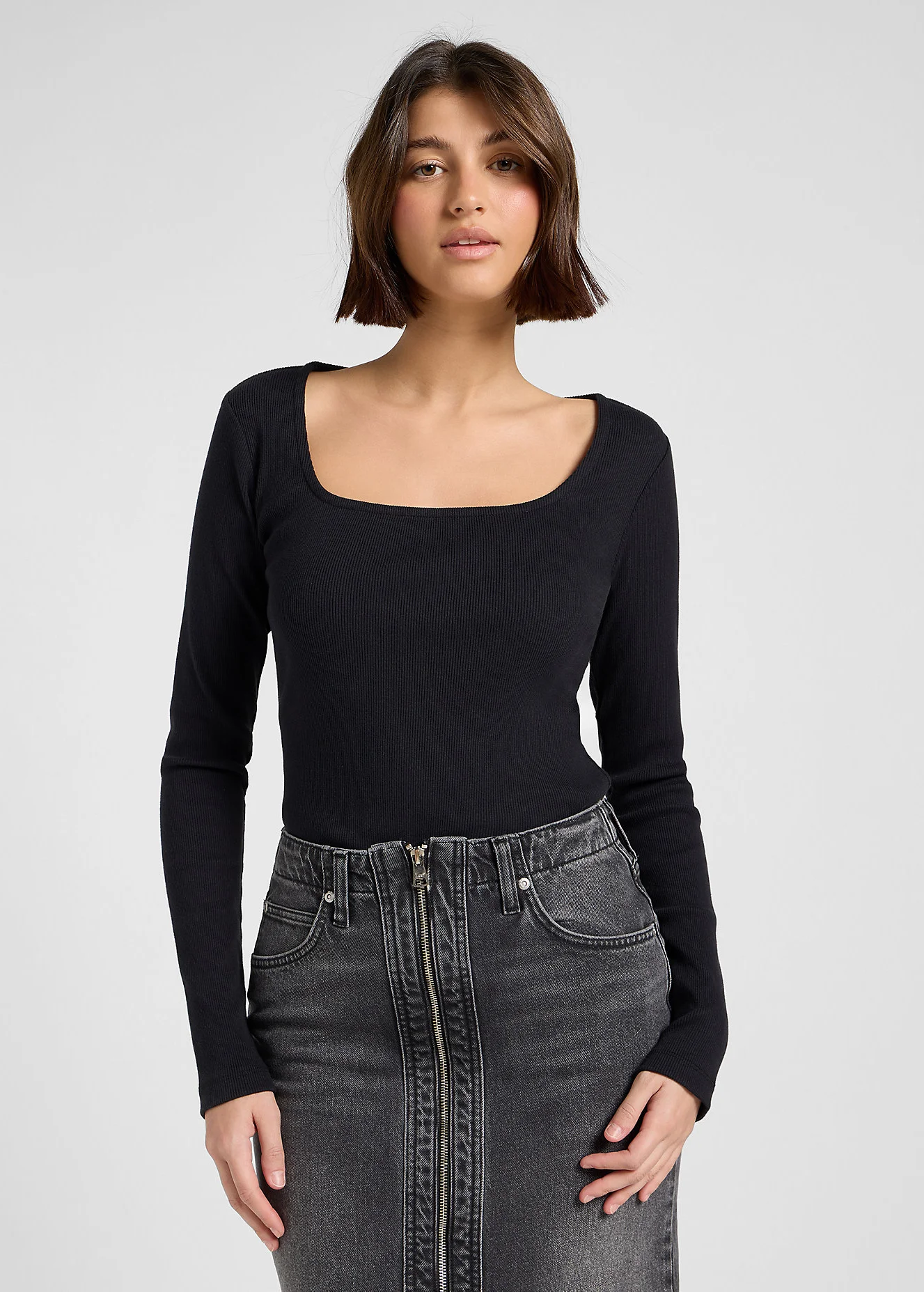 Lee Long Sleeve Square Neck Black