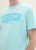 Tom Tailor T Shirt With A Text Print Caribbean Turquoise