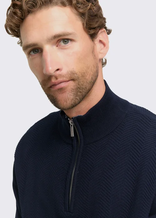Tom Tailor Troyer Knit Jumper Sky Captain Blue