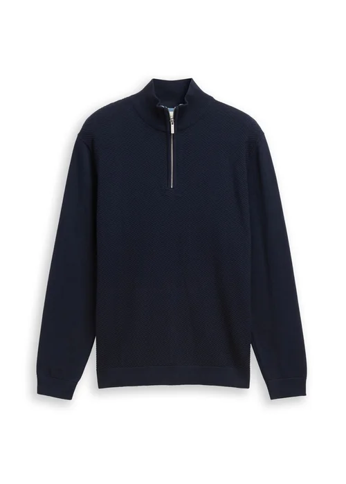 Tom Tailor Troyer Knit Jumper Sky Captain Blue
