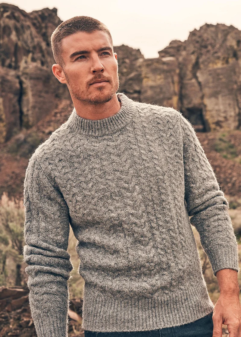 Wrangler Cable Knit Sweater Grey Heather