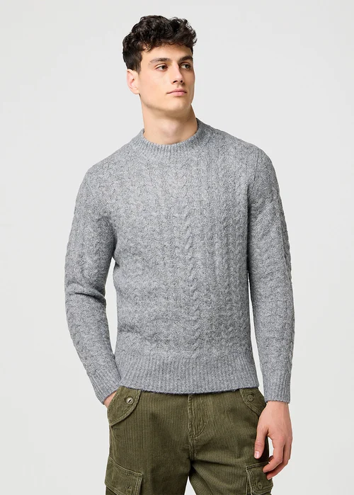 Wrangler Cable Knit Sweater Grey Heather