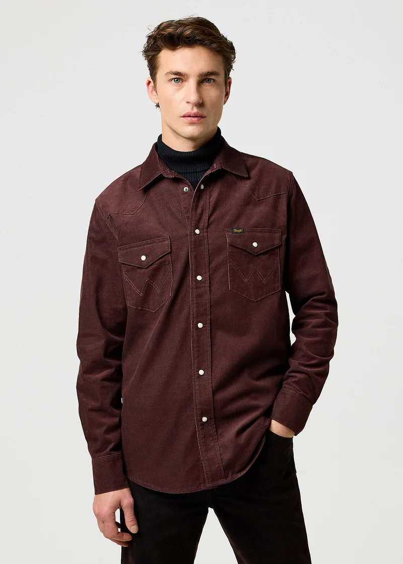 Wrangler Western Cord Shirt Mahogany