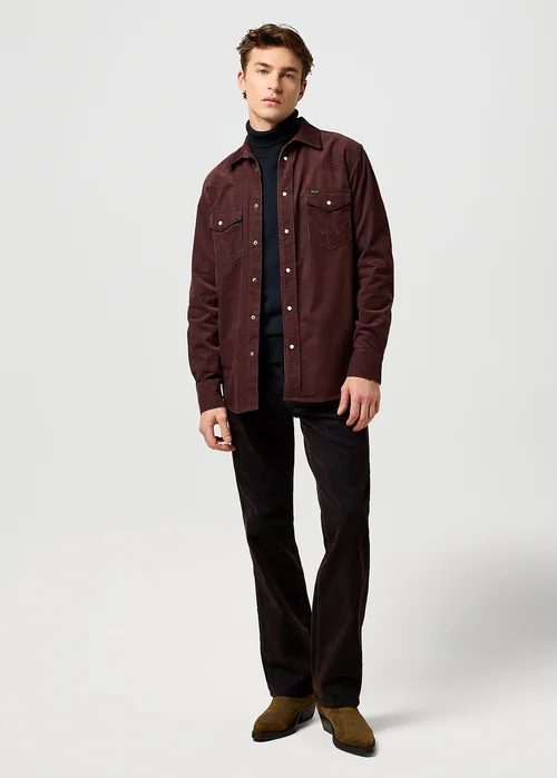 Wrangler Western Cord Shirt Mahogany