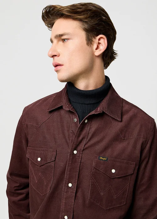 Wrangler Western Cord Shirt Mahogany