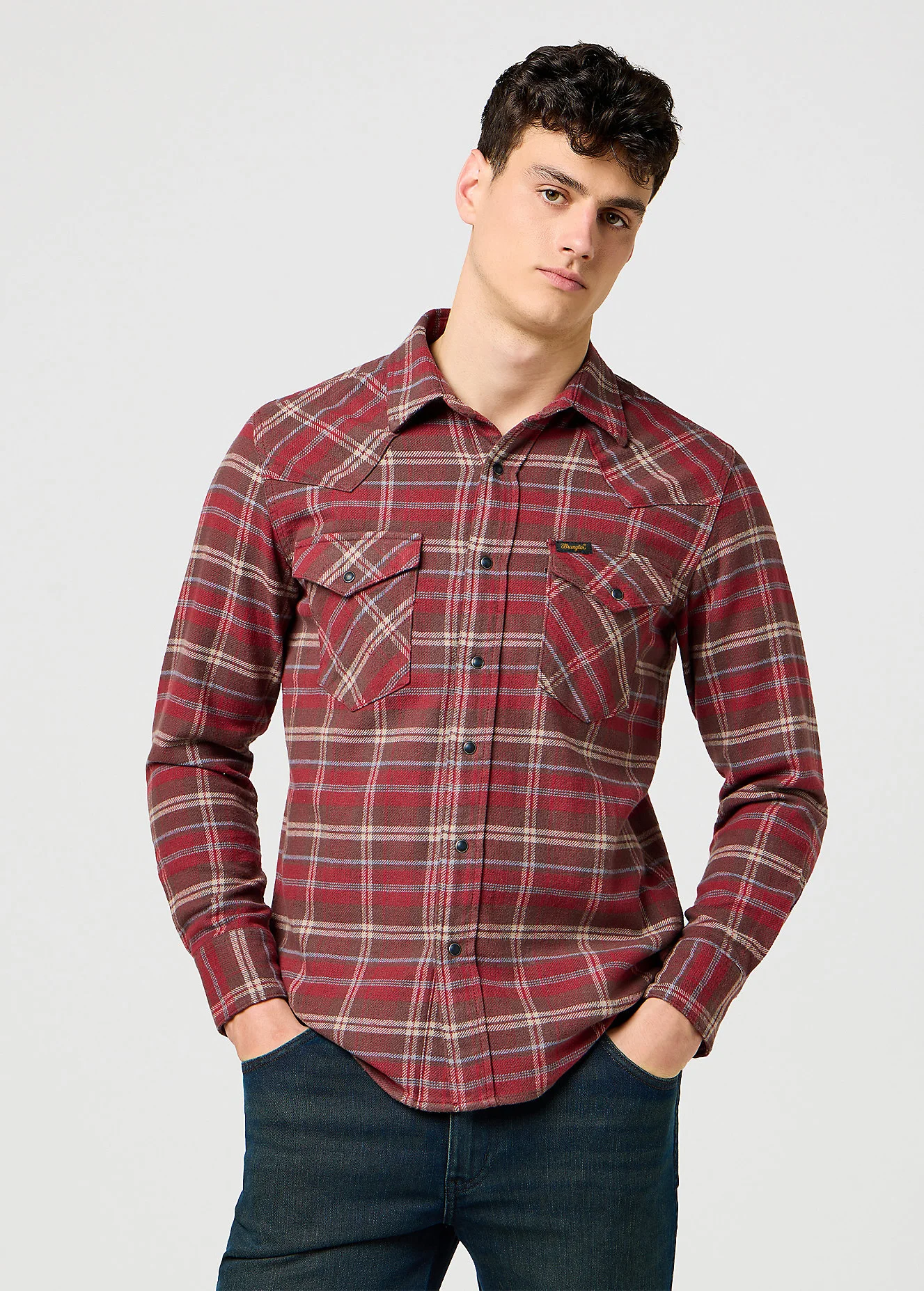 Wrangler Western Shirt Ruby Wine Check