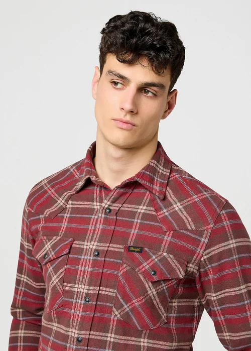 Wrangler Western Shirt Ruby Wine Check