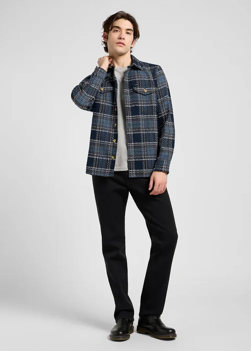 Lee Textured 2pkt Shirt Mood Indigo Grey Pla