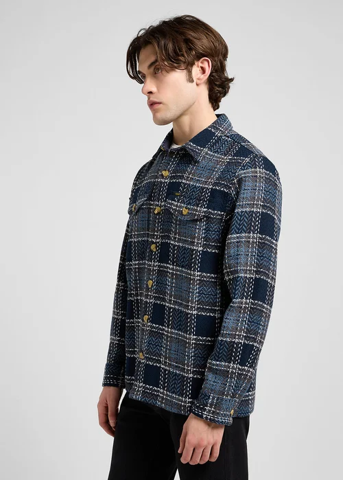 Lee Textured 2pkt Shirt Mood Indigo Grey Pla