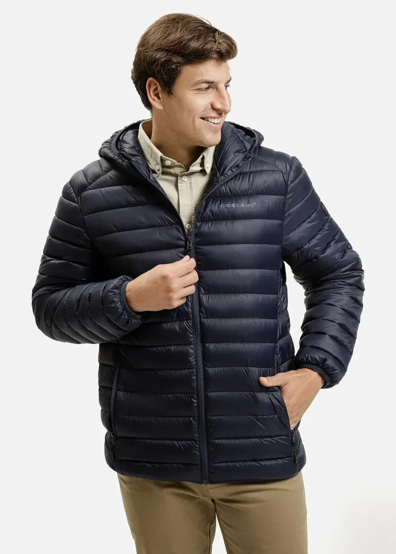 Granatowa Pikowana Kurtka Cross Jeans