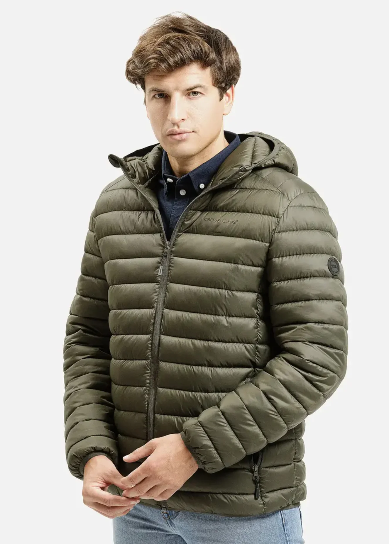 Zielona Pikowana Kurtka Cross Jeans