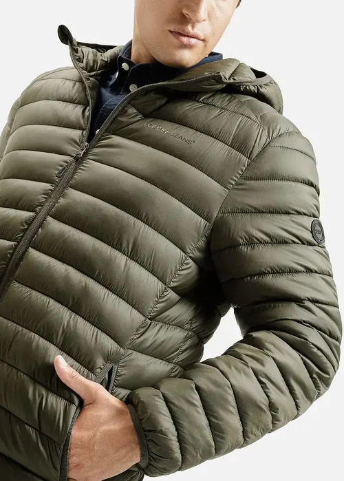 Zielona Pikowana Kurtka Cross Jeans