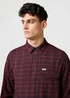 Wrangler One Pocket Flannel Shirt Black Wine