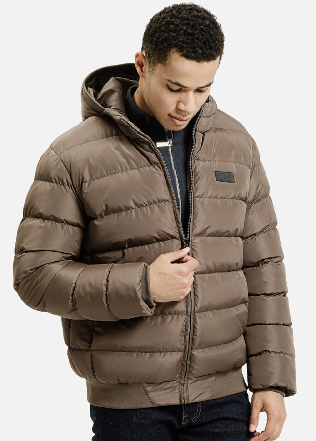 Mska Brzowa Pikowana Kurtka Cross Jeans