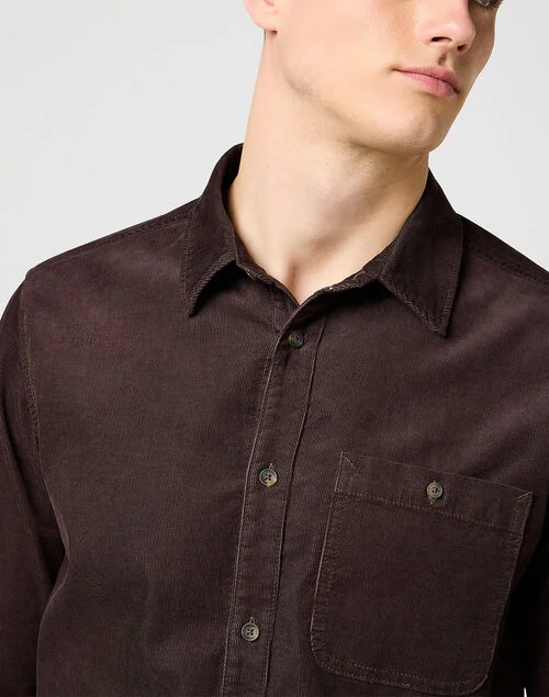 Wrangler 1 Pkt Corduroy Shirt Mole