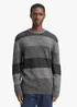 Tom Tailor Knitted Jumper Black White Mouline Stripe