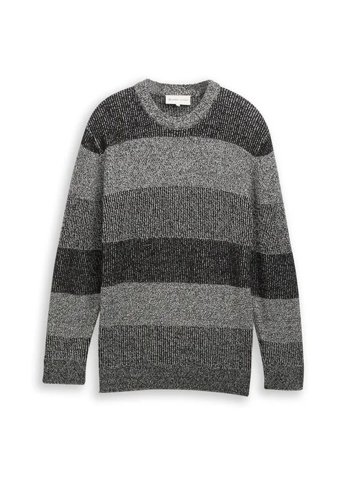 Tom Tailor Knitted Jumper Black White Mouline Stripe