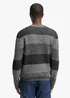 Tom Tailor Knitted Jumper Black White Mouline Stripe