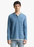 Tom Tailor Serafino Long Sleeved Shirt Faded Uniform Blue