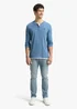 Tom Tailor Serafino Long Sleeved Shirt Faded Uniform Blue