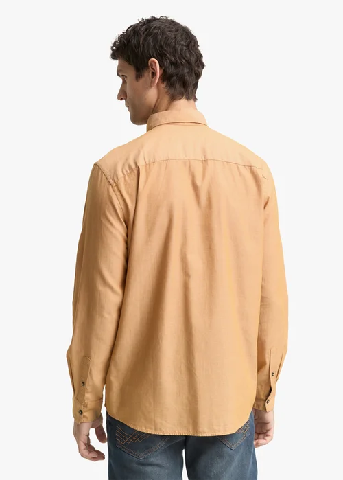 Tom Tailor Regular Fit Shirt Mid Brown Herringbone